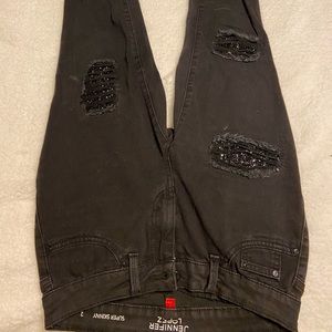 Distressed Rhinestone Jenifer Lopez Jeans